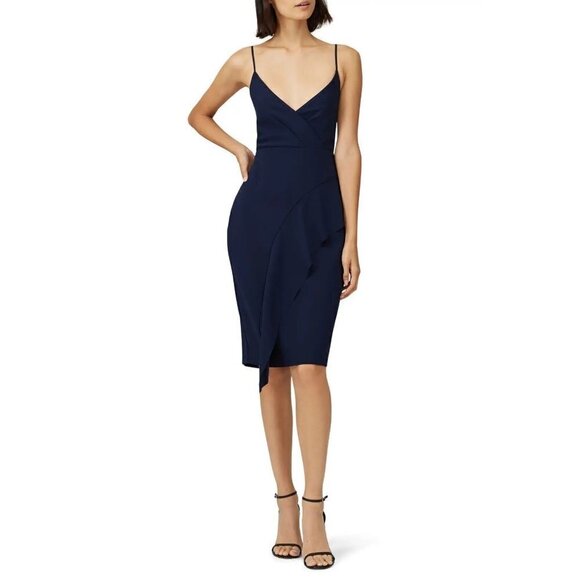 Parker Black Tayla Ruffle Dress in Navy Blue 12 Womens Cocktail Party - Picture 1 of 13